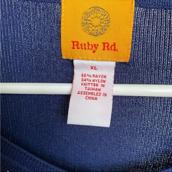 Ruby Rd. Navy Blue & White Button Cardigan Lightweight Sweater Women’s Size XL - Picture 4 of 5